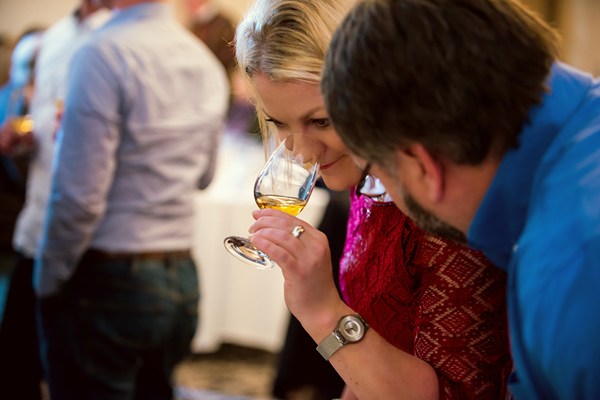 (Annabel Meikle and a guest, nosing whisky at a tasting event) The Keepers of the Quaich do not hold back when they throw their bi-annual dinners!