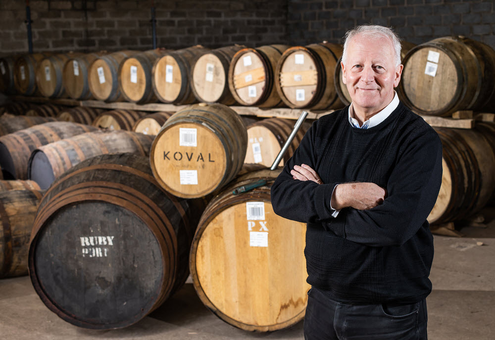 (Billy Walker with a selection of casks at Glenallachie) Part of Billy's process, honed at BenRiach, is using interesting cask finishes to generate cashflow while building for the future