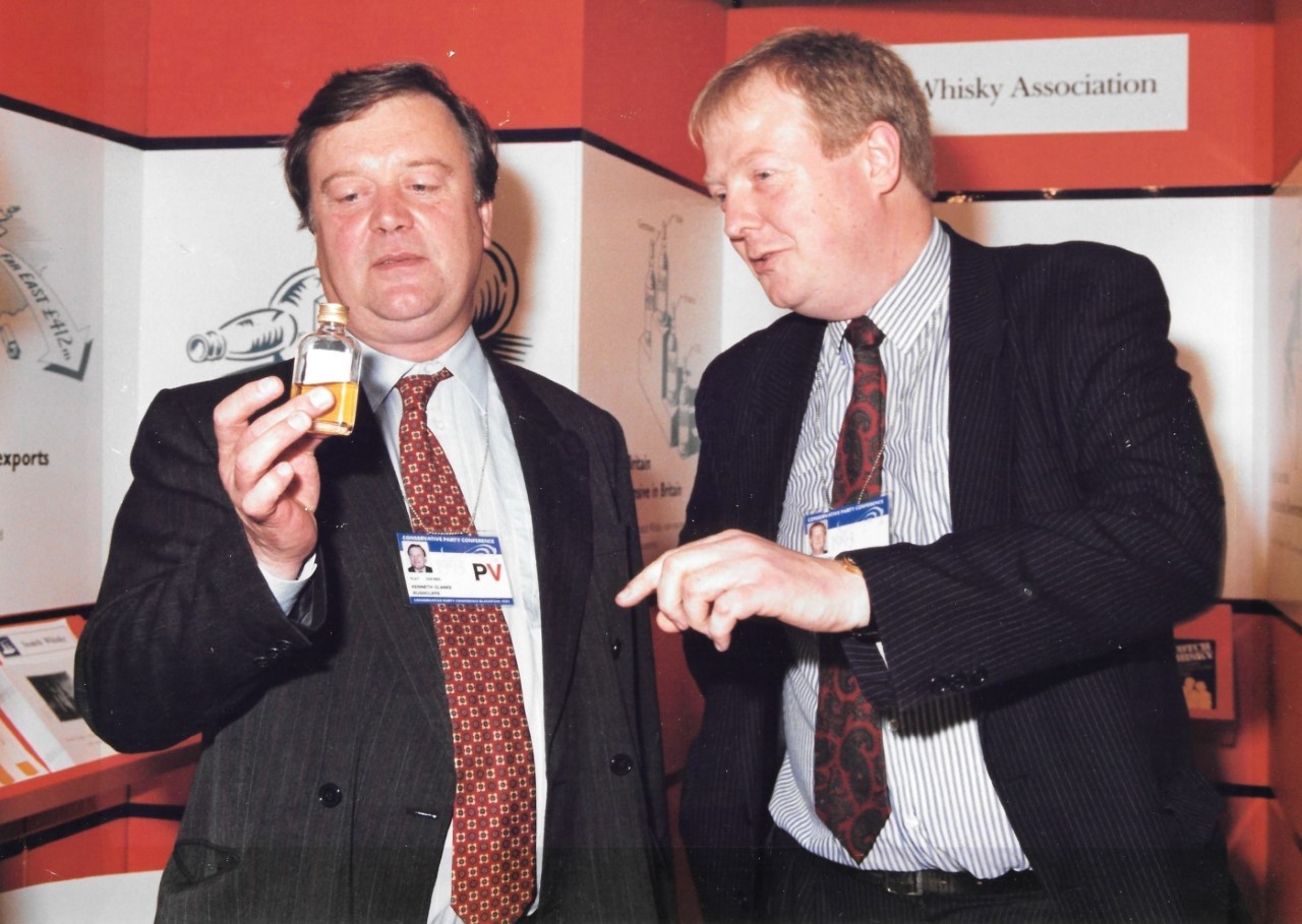 (Campbell Evans with Ken Clarke at a Tory conference) Campbell Evans interactions with Ken Clarke led to a rare reduction in whisky duty