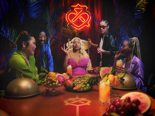 (A Chivas marketing shot, with 5 people in cocktails dresses and smoking jackets at a table laden with fruit) There was cause for celebration at Pernod Ricard as the Chivas Regal stole the show