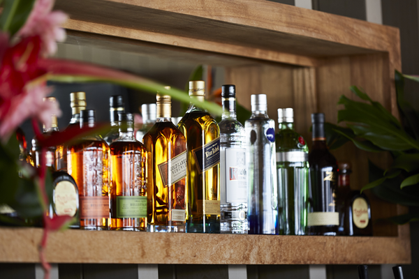 (A bar containing the major Diageo brands - Bulleit, Johnnie Walker, Ketel One, Tanqueray) Suppliers in the US have been running down their inventory, leading to a slowdown in shipments