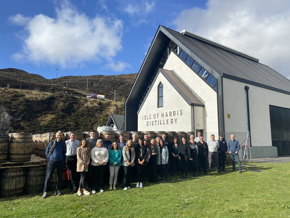 (The team at Isle of Harris distillery) Isle of Harris is set up as a social distillery, creating jobs on the island. Will that help open wallets overseas?