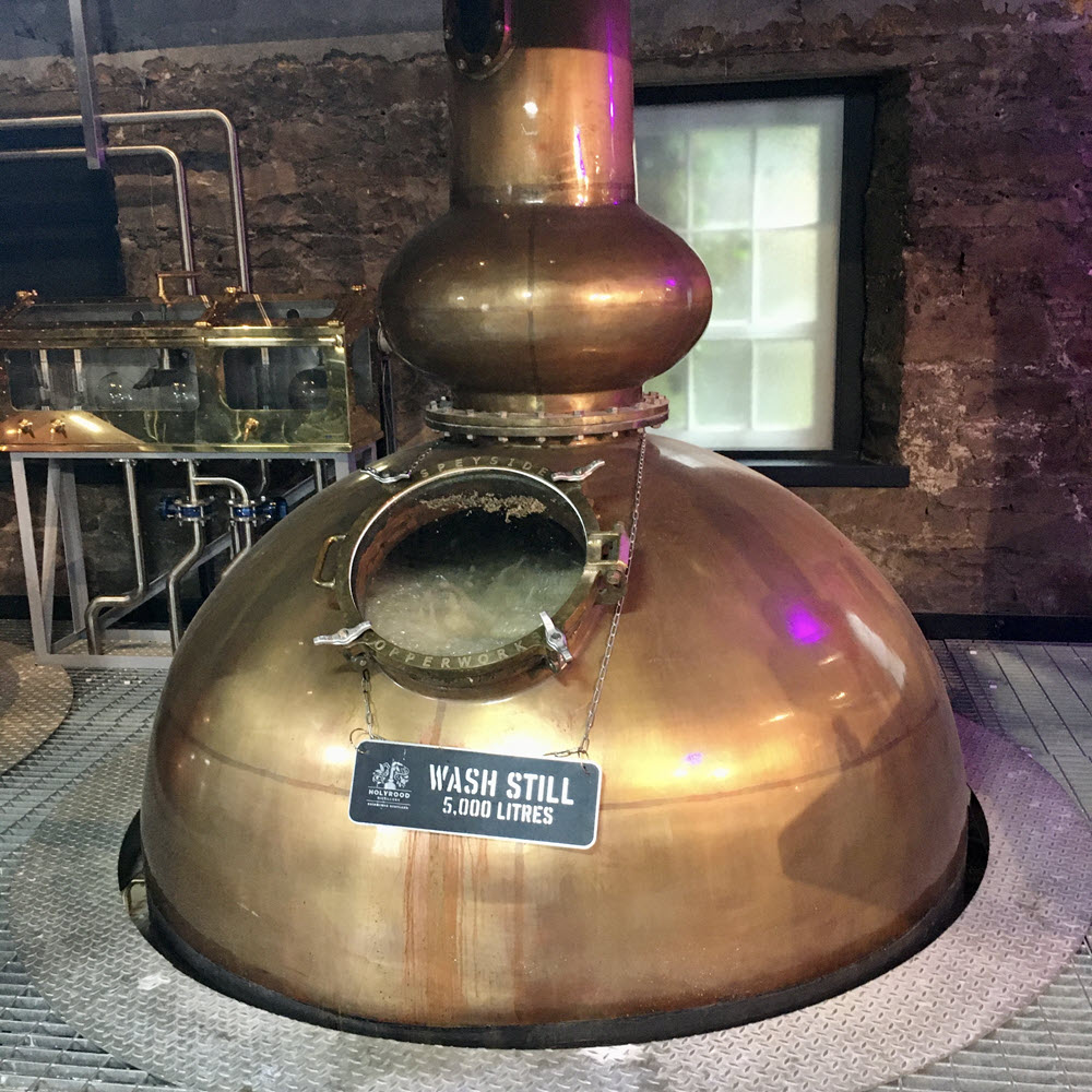 (image of a small still at the Holyrood Distillery) Holyrood Distillery's whisky may end up as unconventional as its location