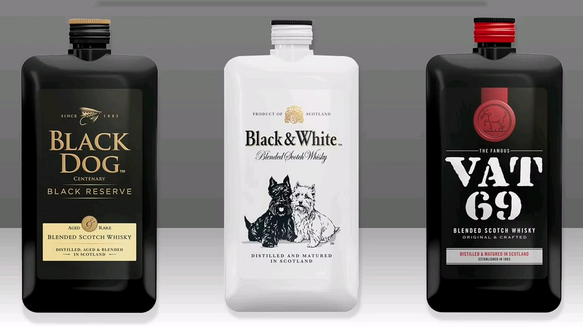 (A range of biodegradable hipflasks) USL is wooing the hipster market with recyclable hipflasks for its popular Scotch brands