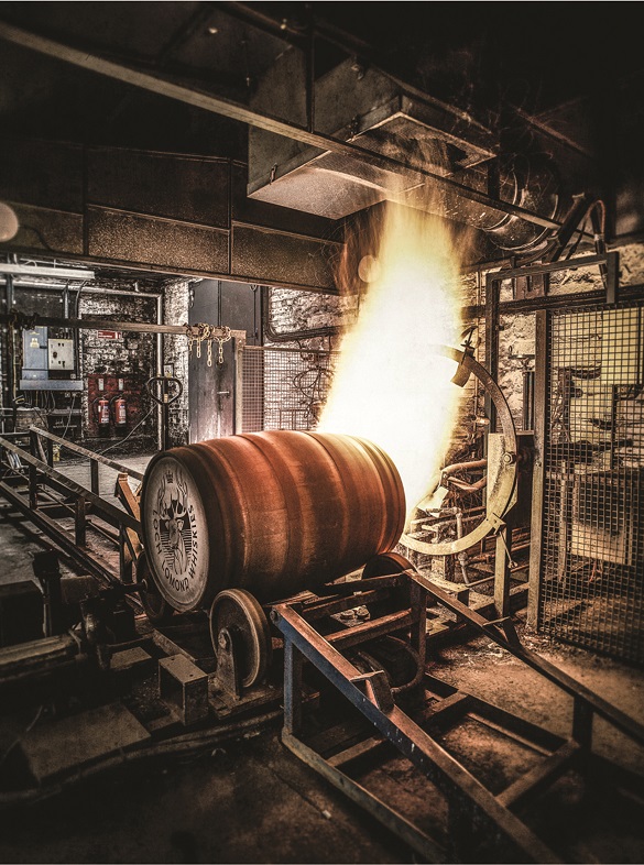 Firing a barrel at a cooperage. Courtesy of Loch Lomond Group