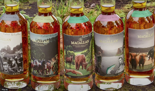 (Image of the Peter Blake Anecdote of Ages range of whiskies) Macallan continues to release a stream of limited editions - will consumers remember what is what?