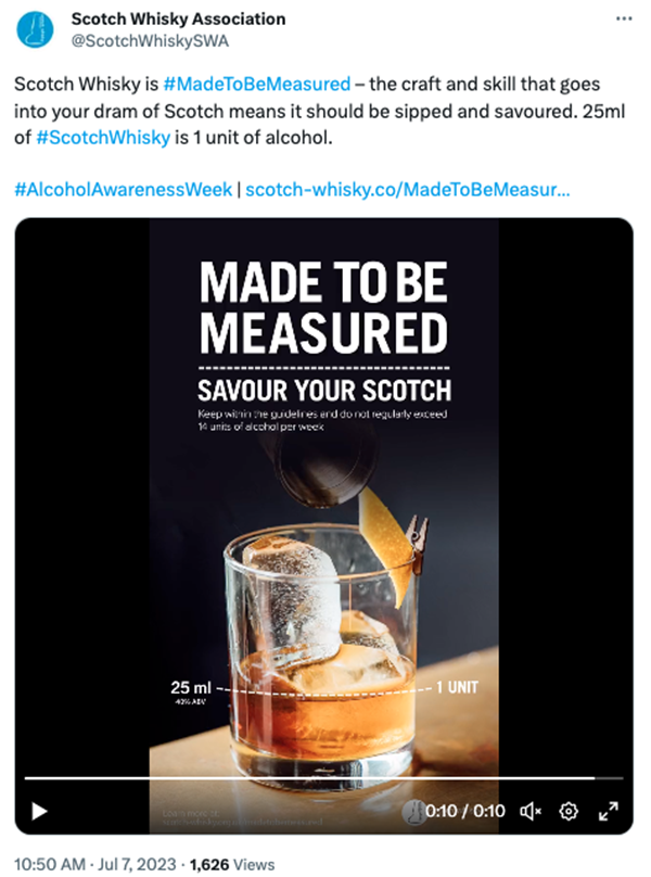 (A video on the SWA's social media account as part of the Made to Be Measured campaign) The Made to Be Measured campaign is the latest in a series of initiatives separating Scotch whisky from 'session' beverages