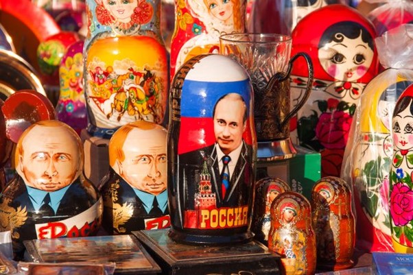 (A selection of Putin-branded paraphernalia) The Scotch industry's crackdown on Russian exports seems to be only partly effective