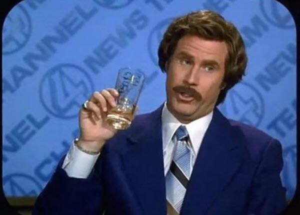 (Will Ferrell's character Ron Burgundy, with a glass of scotch whisky) Scotch whisky's cultural status sees it featured as a symbol of prestige on screen more than any other spirit
