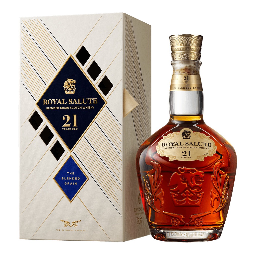 (Royal Salute's Diamond Tribute blended grain whisky, in a clear bottle) The Diamond Tribute 21 year old comes in a clear bottle! Will wonders never cease...