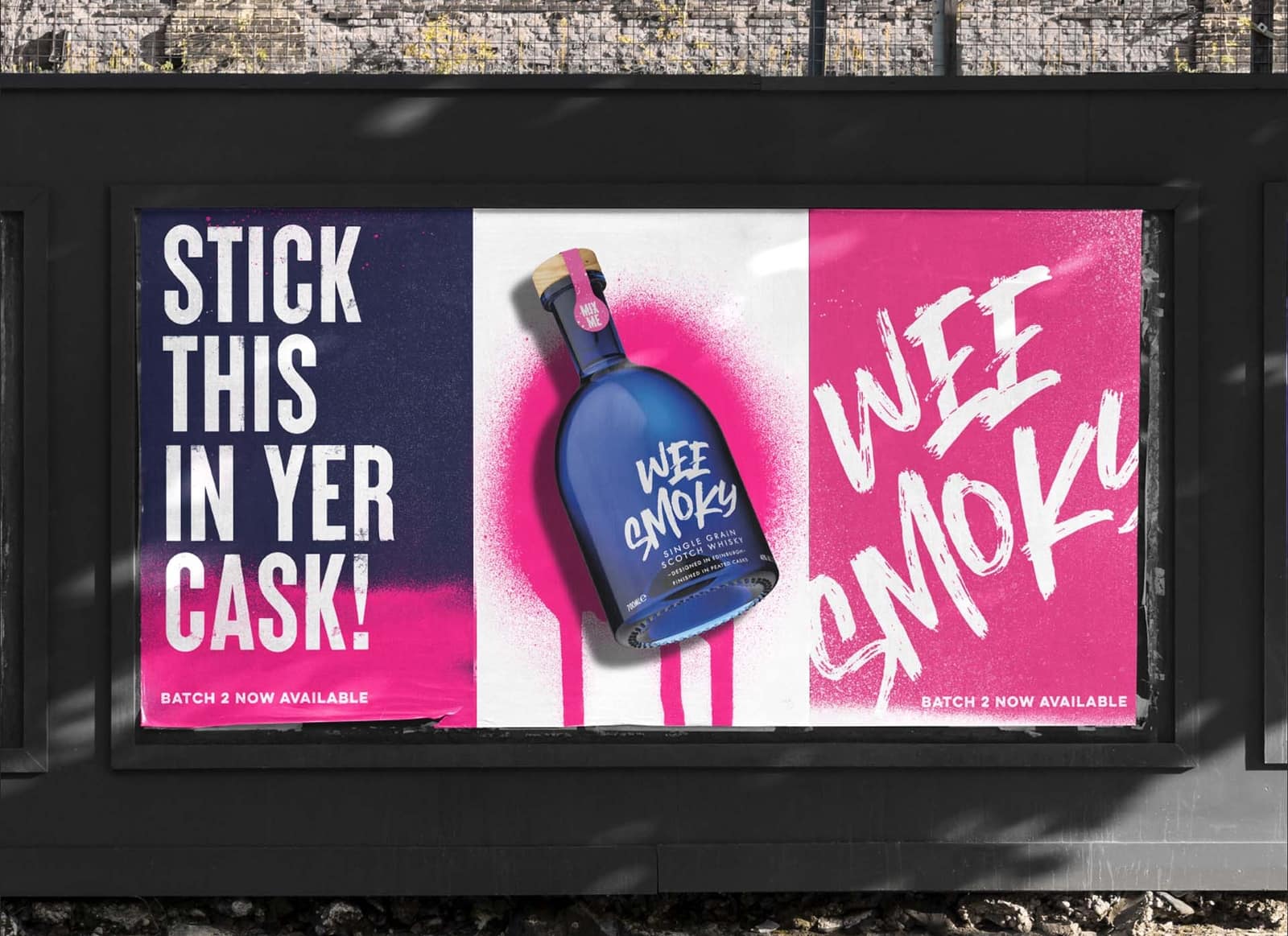 (A billboard ad for Wee Smoky) Unlike most Scotch, the one thing you won't see in a Wee Smoky ad is a glass of whisky