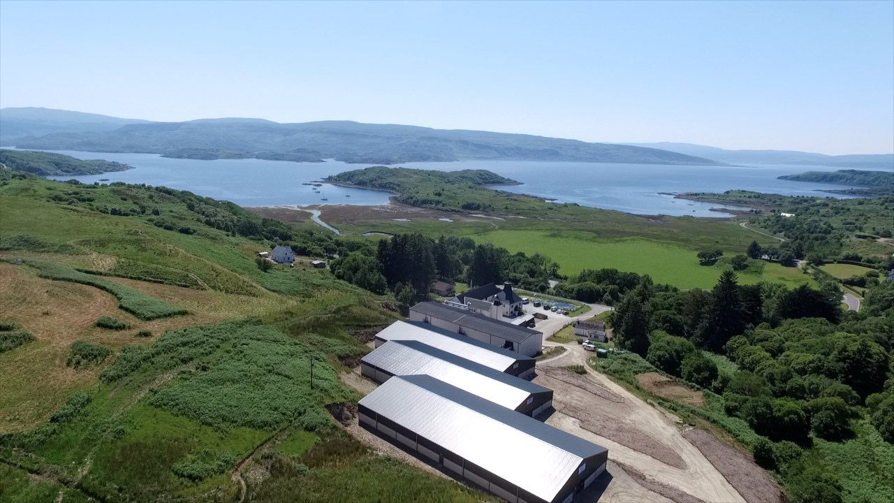 Ardnamurchan whisky distillery from the skies