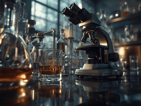 Whisky being analyzed in a laboratory 