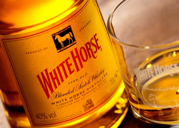 A bottle of White Horse whisky